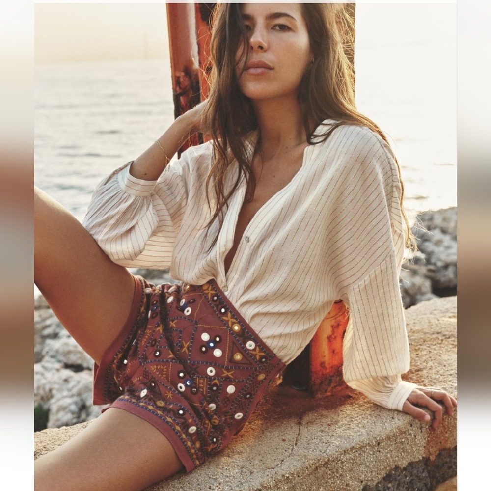 Globally-Inspired Mirror and Embroidery Shorts